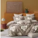 Lyra barna alapon fehér virág mintás ágyneműhuzat garnitúra 7 részes