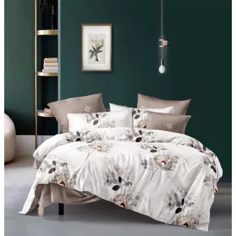   Maribel bézs fehér rózsa mintás ágyneműhuzat garnitúra 3 részes