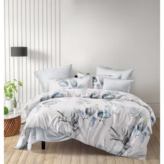   Maribel fehér kék levél mintás ágyneműhuzat garnitúra 3 részes