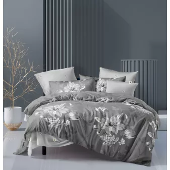   Maribel szürke virág mintás ágyneműhuzat garnitúra 3 részes