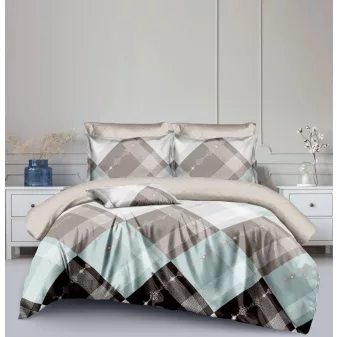   Draven bézs barna rombusz mintás ágyneműhuzat garnitúra 3 részes