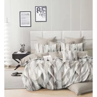   Draven bézs csíkos gyémánt mintás ágyneműhuzat garnitúra 3 részes