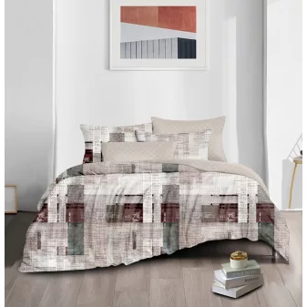   Draven modern bézs geometrikus mintás ágyneműhuzat garnitúra 3 részes