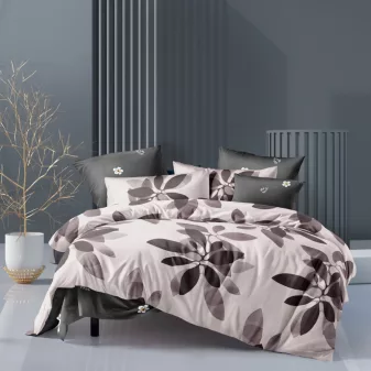   Aurora feketevörös virág mintás ágyneműhuzat garnitúra 3 részes