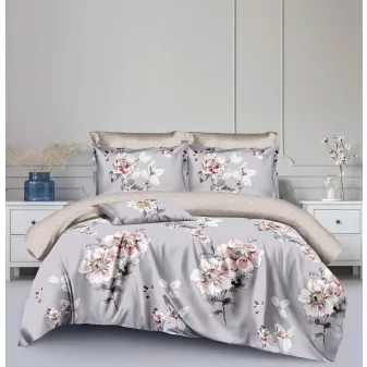   Aria szürke virág mintás ágyneműhuzat garnitúra 3 részes