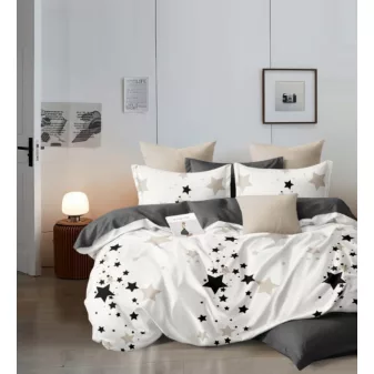   Miranda fekete fehér csillag mintás ágyneműhuzat garnitúra 3 részes