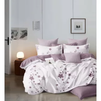   Miranda lila fehér csillag mintás ágyneműhuzat garnitúra 3 részes