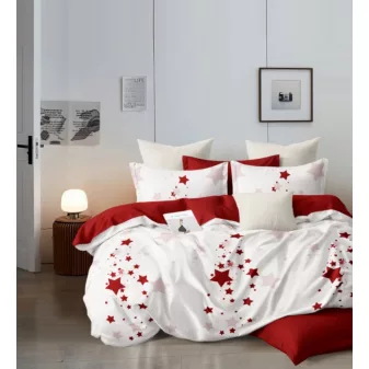   Miranda piros fehér csillag mintás ágyneműhuzat garnitúra 3 részes