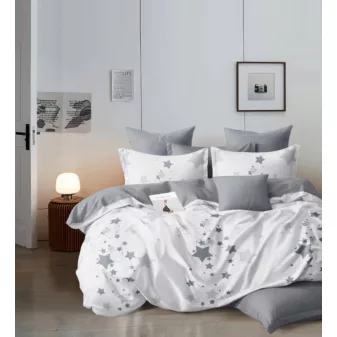   Miranda szürke fehér csillag mintás ágyneműhuzat garnitúra 3 részes