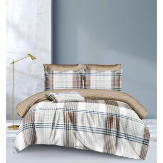   Kiara barna kék csíkos mintás ágyneműhuzat garnitúra 3 részes