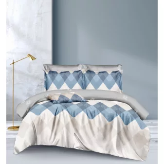   Kiara bézs kék gyémánt mintás ágyneműhuzat garnitúra 3 részes