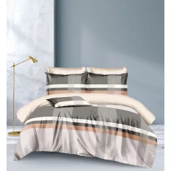   Kiara szürke bézs csíkos mintás ágyneműhuzat garnitúra 3 részes