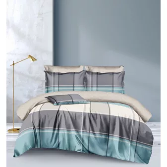   Kiara szürke kék csíkos mintás ágyneműhuzat garnitúra 3 részes