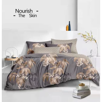   Nova barna levél mintás ágyneműhuzat garnitúra 3 részes