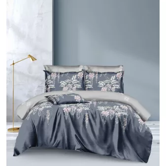 Nova kék virág mintás ágyneműhuzat garnitúra 3 részes