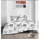 Nova szürke fehér virág mintás ágyneműhuzat garnitúra 3 részes