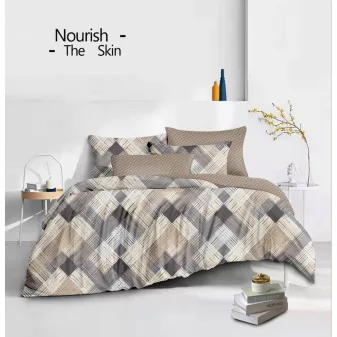   Ravik bézs barna geometrikus mintás ágyneműhuzat garnitúra 3 részes