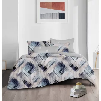   Ravik kék geometrikus mintás ágyneműhuzat garnitúra 3 részes