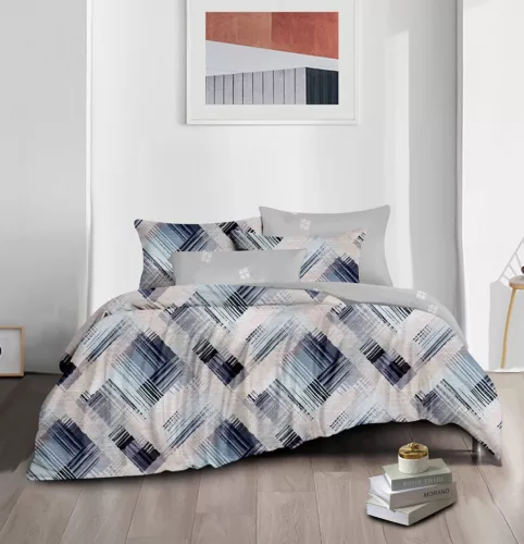 Ravik kék geometrikus mintás ágyneműhuzat garnitúra 3 részes