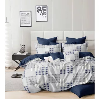 Ravik kék kocka mintás ágyneműhuzat garnitúra 3 részes