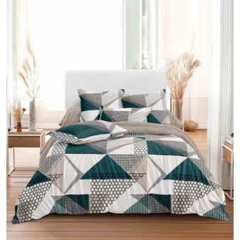   Ravik zöld háromszög mintás ágyneműhuzat garnitúra 3 részes