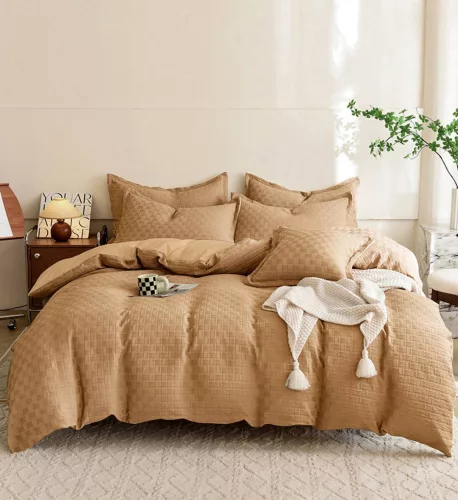 Nareen barna egyszínű kocka minta alapon ágyneműhuzat garnitúra 3 részes