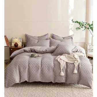   Nareen szürke egyszínű kocka minta alapon ágyneműhuzat garnitúra 3 részes