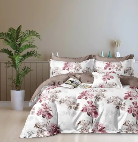 Selyra barna fehér virág mintás ágyneműhuzat garnitúra 3 részes
