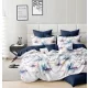 Selyra kék fehér virág mintás ágyneműhuzat garnitúra 3 részes