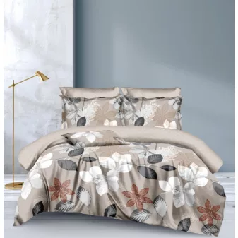   Elisa bézs alapon virág mintás ágyneműhuzat garnitúra 3 részes