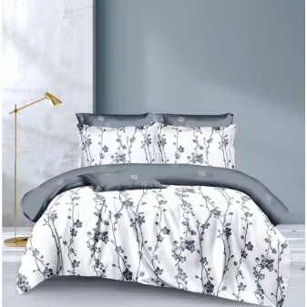   Elisa fehér alapon szürke virág mintás ágyneműhuzat garnitúra 3 részes
