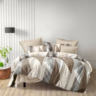   Virtu bézs barna geometrikus mintás ágyneműhuzat garnitúra 3 részes