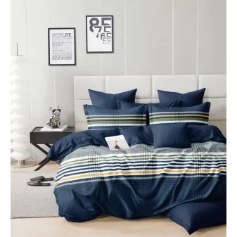   Orion kék csíkos mintás ágyneműhuzat garnitúra 3 részes