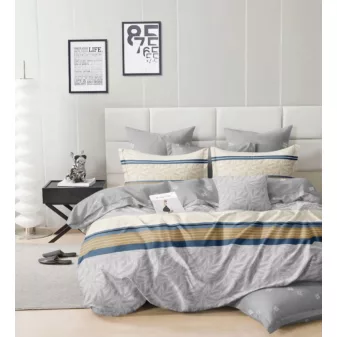   Orion szürke bézs csíkos mintás ágyneműhuzat garnitúra 3 részes