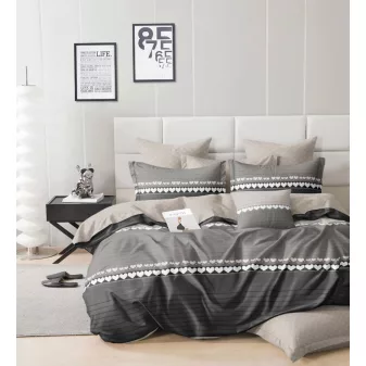   Orion szürke szív mintás ágyneműhuzat garnitúra 3 részes