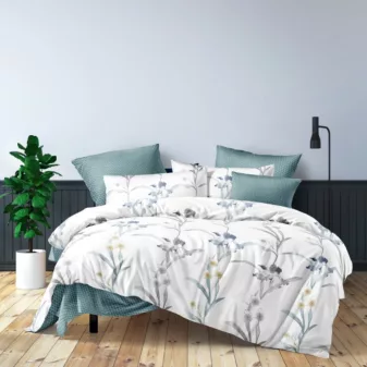   Liora fehér zöld virág mintás ágyneműhuzat garnitúra 3 részes