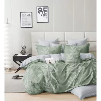   Liora zöld alapon virág mintás ágyneműhuzat garnitúra 3 részes