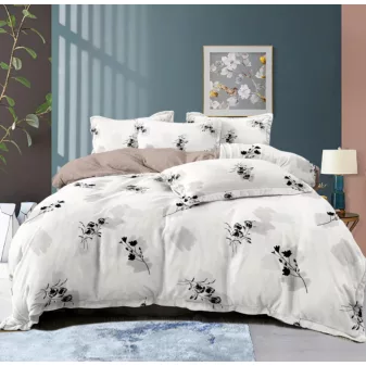   Palma fehér alapon fekete virág mintás ágyneműhuzat garnitúra 3 részes