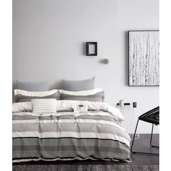   Selene szürke bézs csíkos mintás ágyneműhuzat garnitúra 3 részes