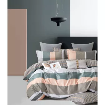   Selene zöld barack kocka mintás ágyneműhuzat garnitúra 3 részes