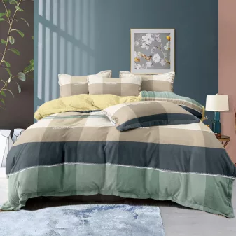   Selene zöld barna kocka mintás ágyneműhuzat garnitúra 3 részes