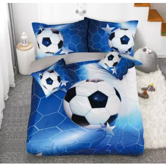   Evelis fehér kék focilabda mintás ágyneműhuzat garnitúra 3 részes