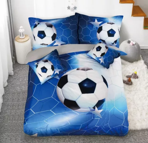 Evelis fehér kék focilabda mintás ágyneműhuzat garnitúra 3 részes