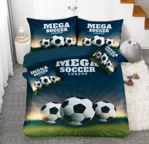 Evelis kékeszöld focilabda mintás ágyneműhuzat garnitúra 3 részes