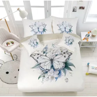   Velina fehér pillangó mintás ágyneműhuzat garnitúra 3 részes