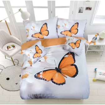   Velina narancssárga pillangó mintás ágyneműhuzat garnitúra 3 részes