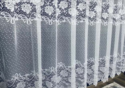 Kész függöny fehér alapon sor rózsa 300x180cm