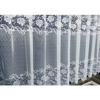 Kész függöny fehér alapon sor rózsa 300x250cm