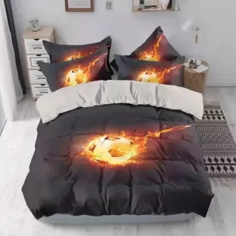   Bliss fekete lángokban égő focilabda ágyneműhuzat garnitúra 3 részes
