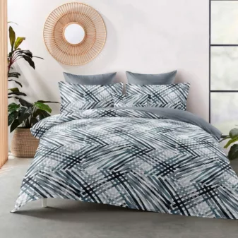   Arlen Flanel kék geometrikus mintás ágyneműhuzat garnitúra 3 részes